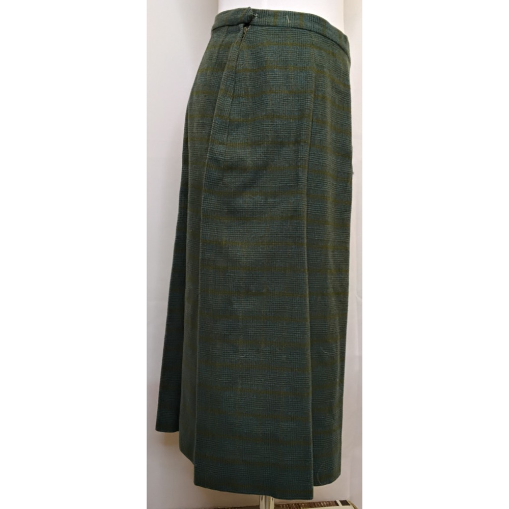 Pendleton Skirt Suit Set Women's 14 Green Plaid 100% Virgin Wool 1960s #Z5719 - Picture 6 of 16